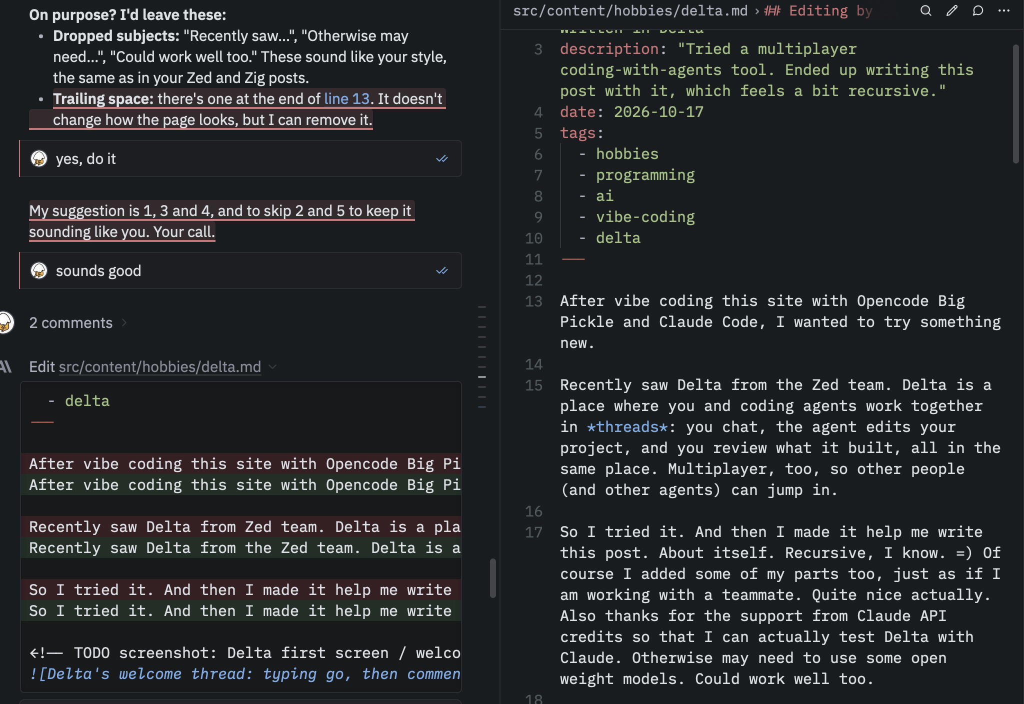 Fixing only some of the typos via conversation