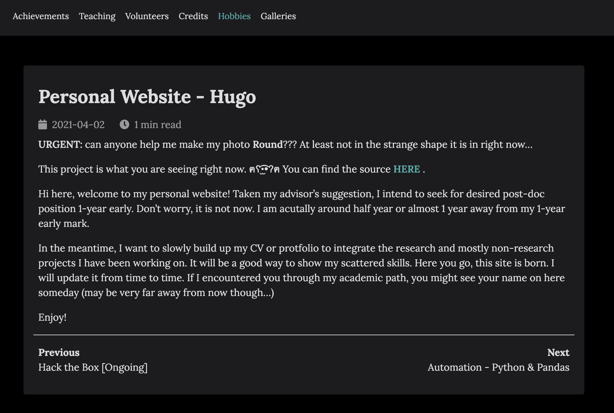 Hugo public output